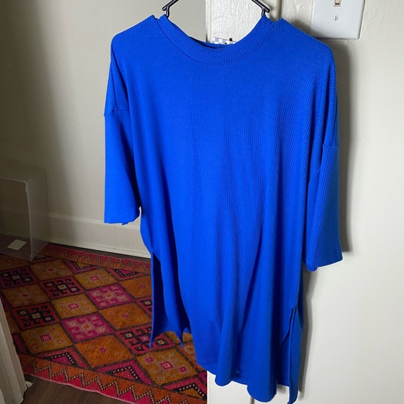 Dressed in LALA Lex Ribbed Playsuit in Royal Blue - Picture 3 of 4
